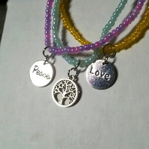 Charms, Love, Peace, Tree of Life Set of Pastel Bracelets jewelry. 07/20/133